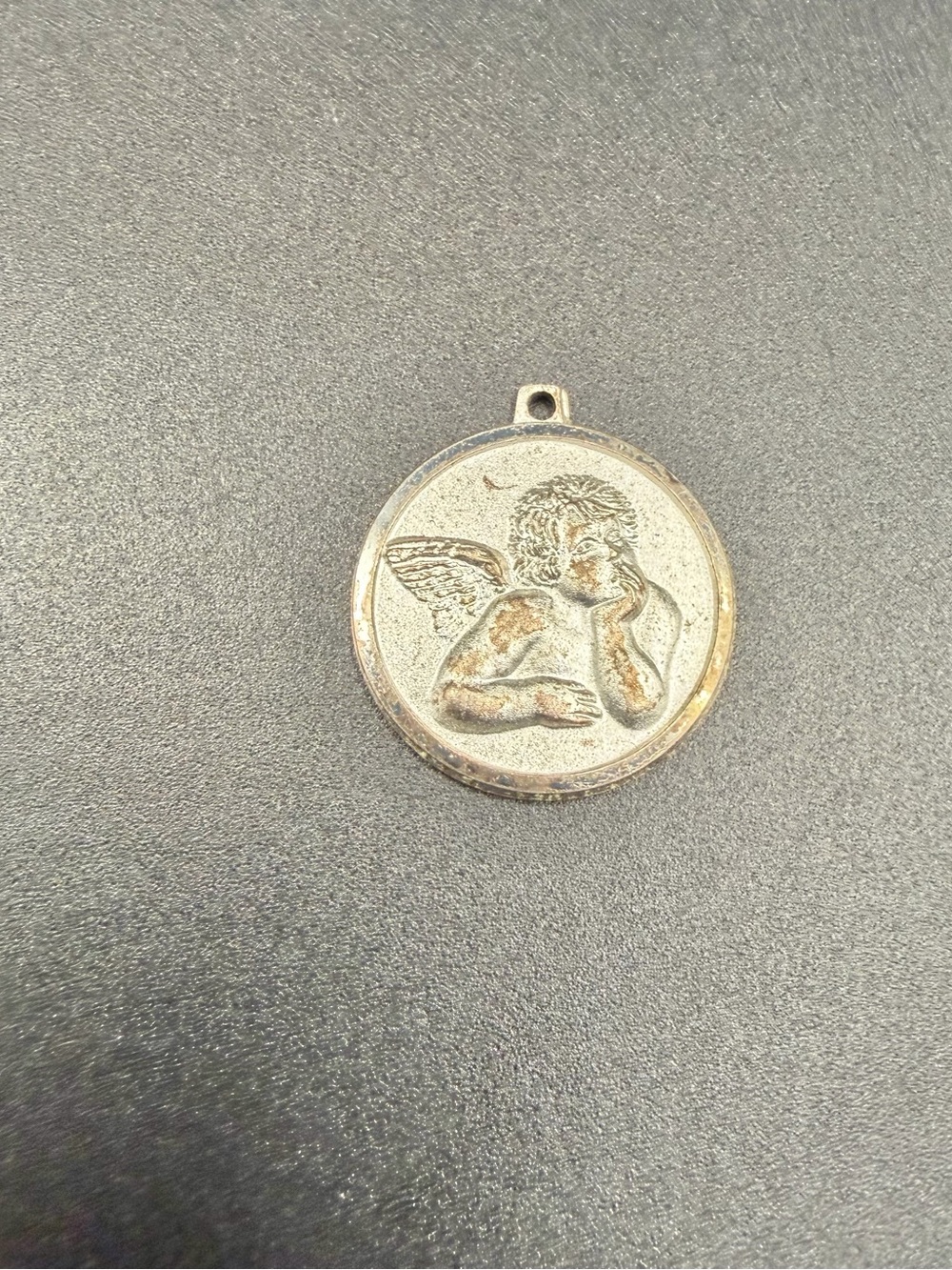 Sterling Silver 925 Raphael Angel Pendant Charm Round Cherub Italy Jewelry